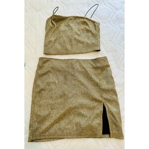 Womens‎ Gold Akira 2 piece top and skirt size small